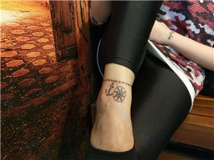 Ayak Bileine apa ve Pusula Hal Hal Dvmesi / Anchor and Compass Anklet Tattoo