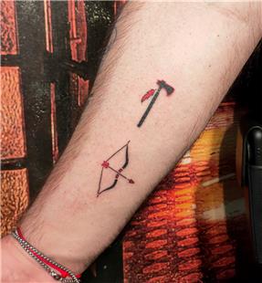 Kzlderili Balta ve Ok Yay Dvmesi / Indian Axe and Arrow Bow Tattoo