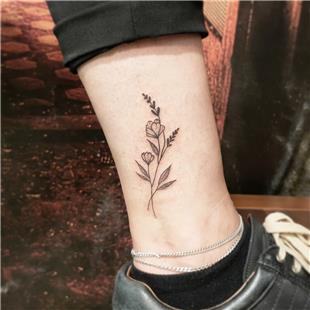 Ayak Bileine iek Dvmesi / Flower Tattoo on Ankle