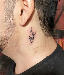 Om Nefes Deiim Sembol Boyun Dvmesi / Om Change Breath Symbol Neck Tattoo