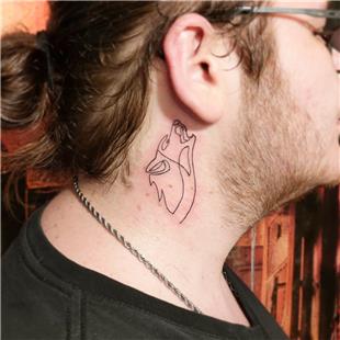 Boyuna Tek izgi Kurt Dvmesi / Single Line Wolf Tattoo on Neck