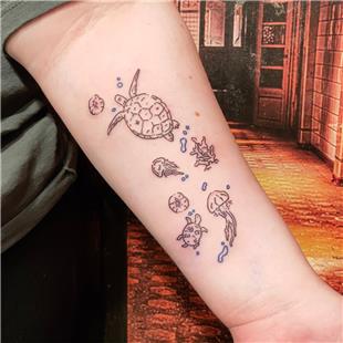 Kaplumbaa ve Deniz Anas Dvmesi / Turtle and Jellyfish Tattoo